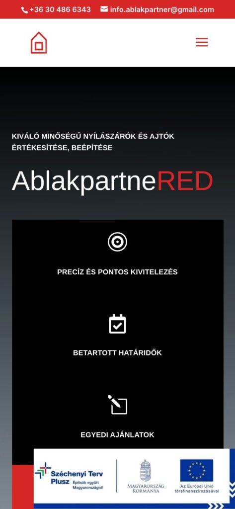 A(z) Ablak Partnered oldala mobilon
