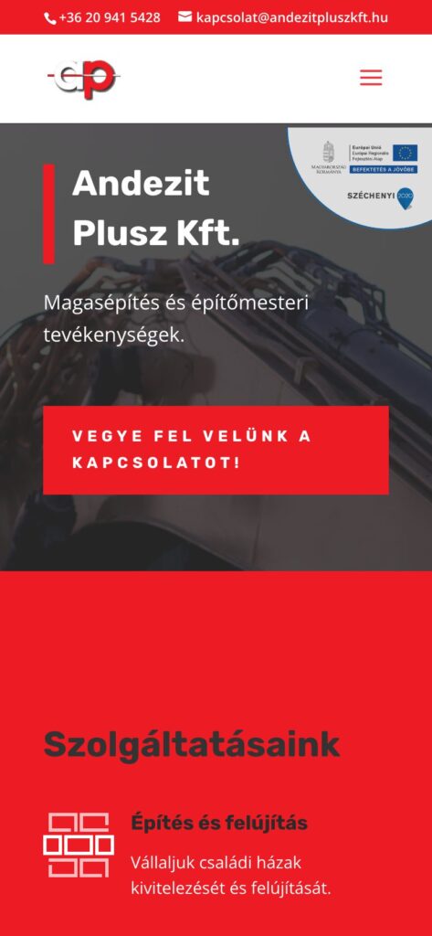 A(z) Andezit Plusz oldala mobilon