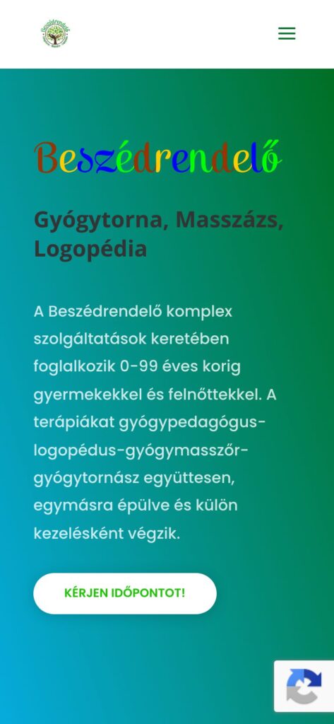 A(z) Beszédrendelő oldala mobilon