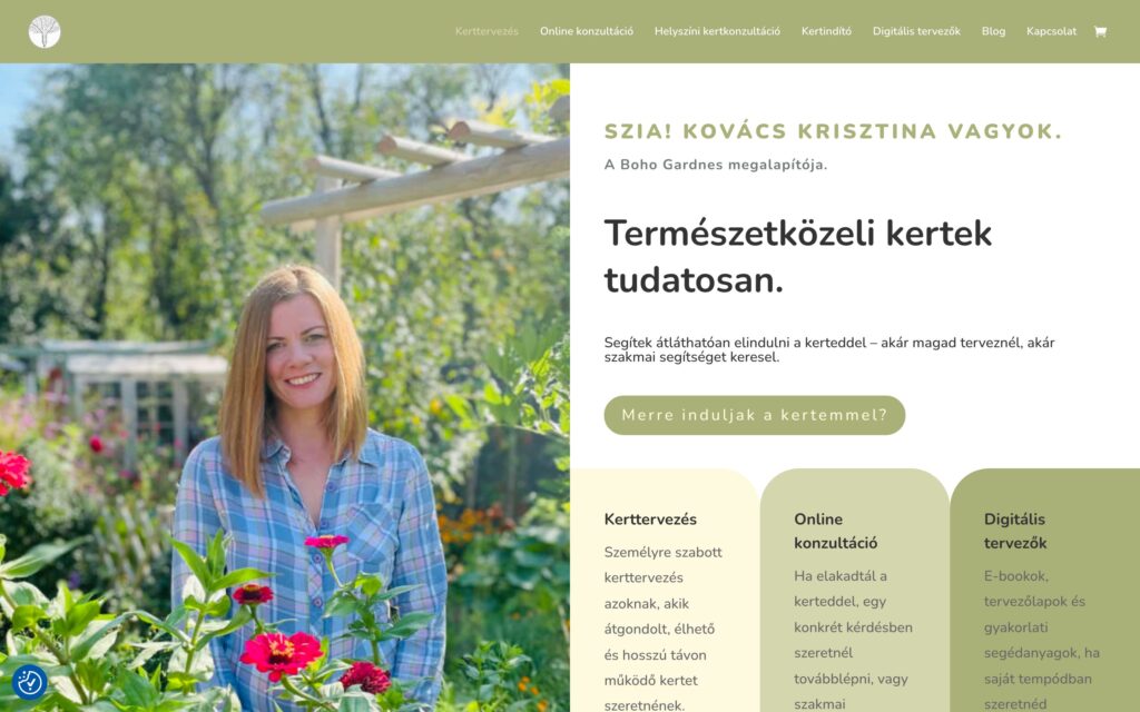 A(z) Boho Gardens oldala asztali nézetben