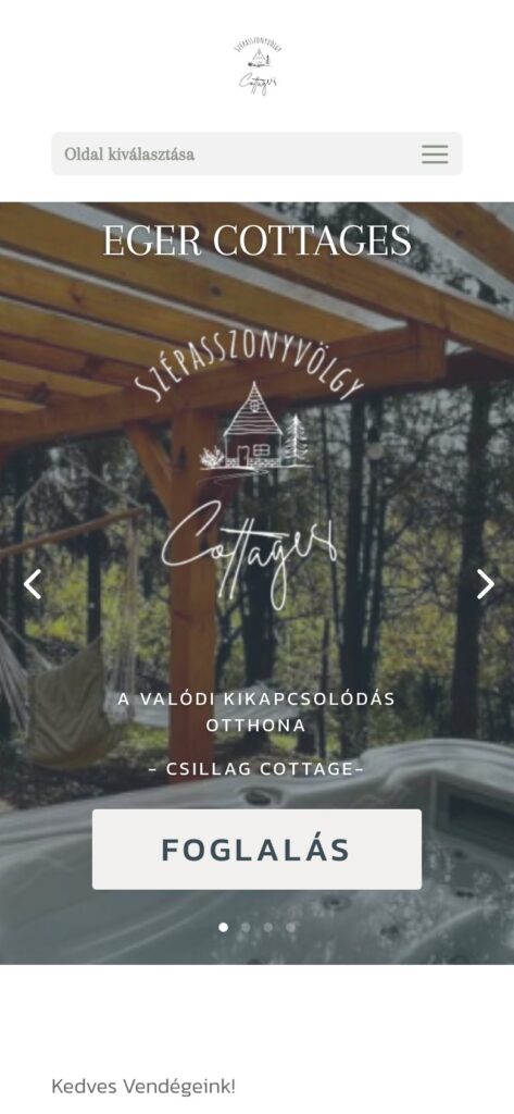 A(z) Eger Cottages oldala mobilon