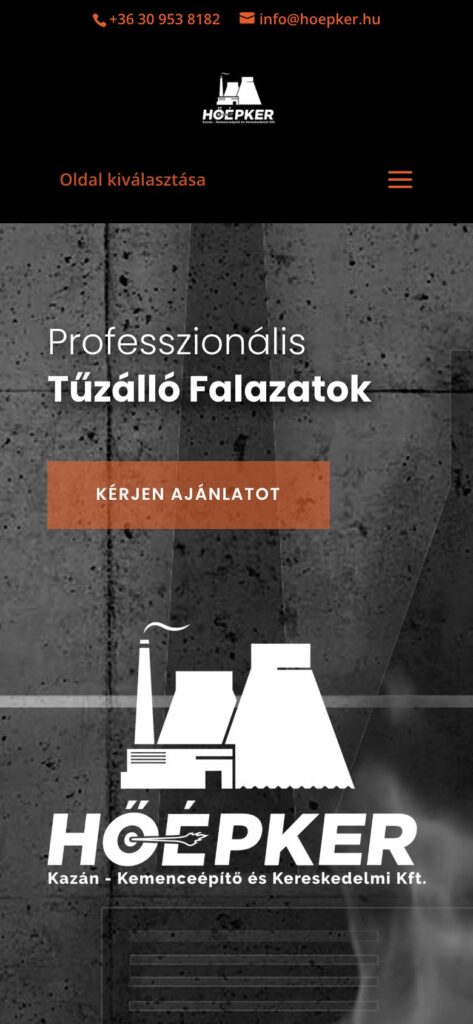 A(z) Hőépker oldala mobilon