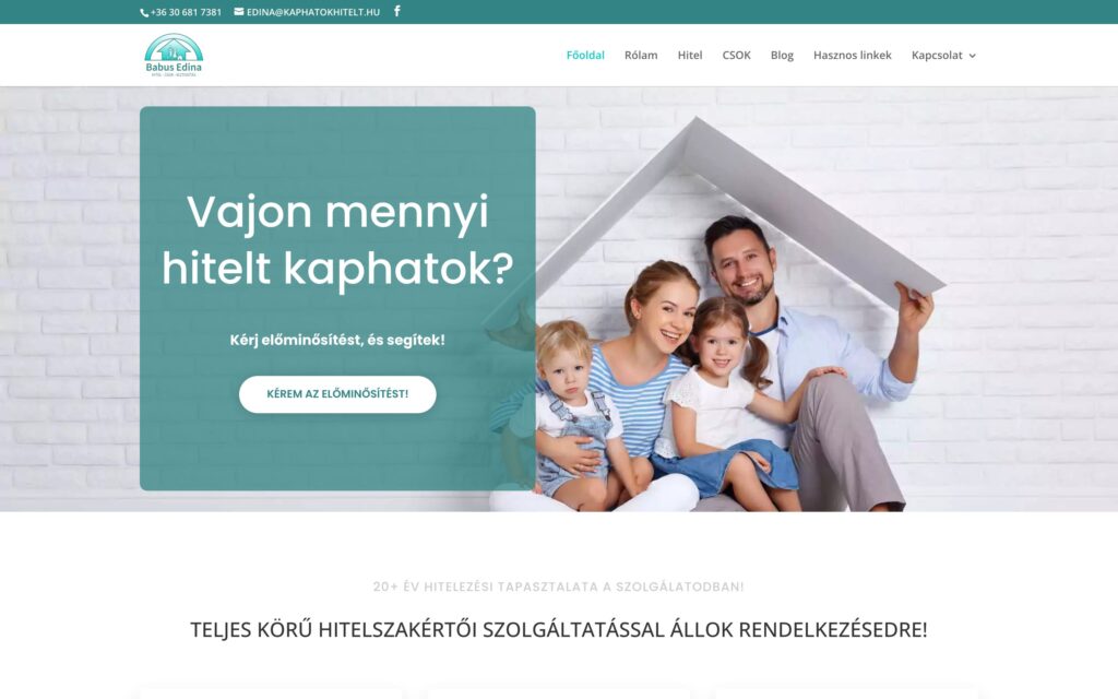 A(z) Kaphatok Hitelt oldala asztali nézetben