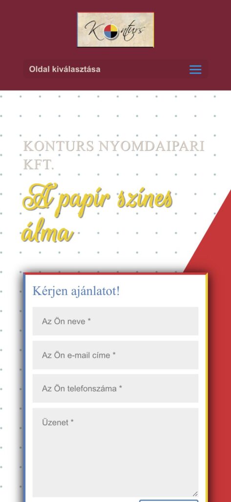 A(z) Kontúrs Nyomda oldala mobilon