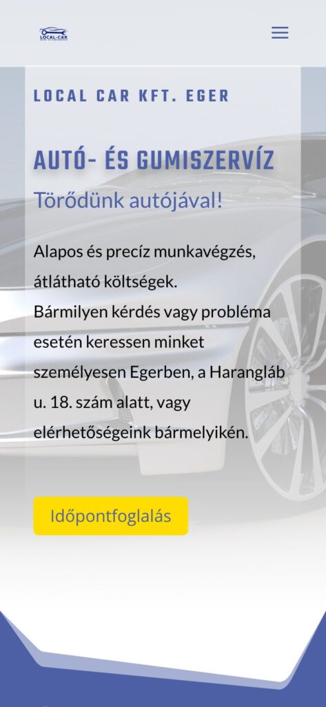 A(z) LocalCar oldala mobilon