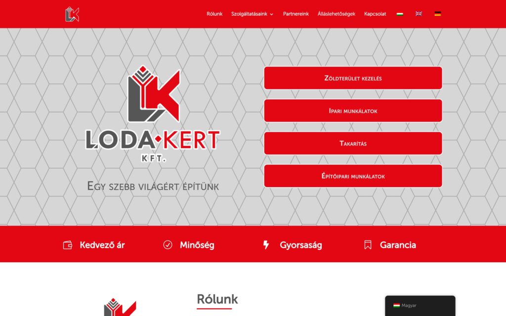 A(z) Lódakert oldala asztali nézetben