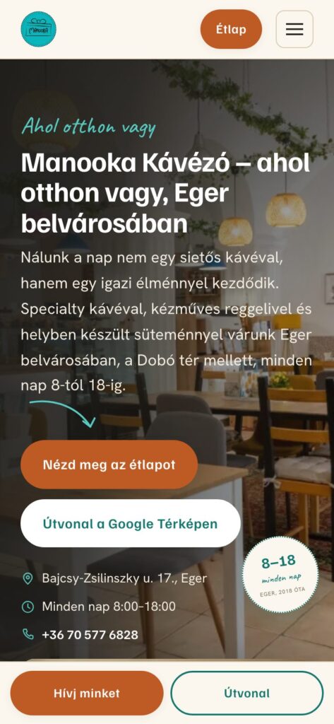 A(z) Manooka oldala mobilon