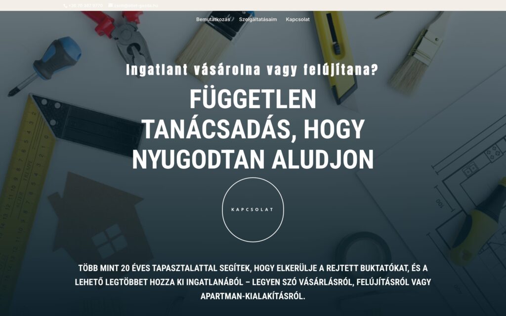 A(z) Ötlet-Gazda oldala asztali nézetben