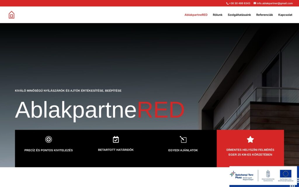 AblakPartnered nyílászáró weboldal, amit a Vertical épített